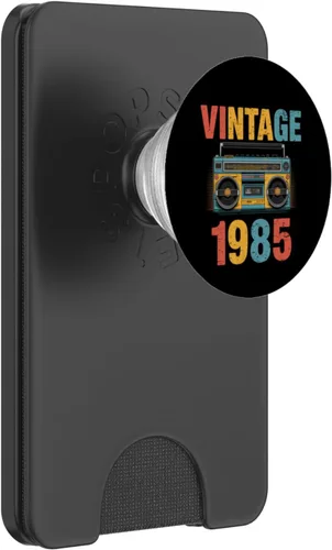 Vista 8 de Vintage 1985 Boombox Retro Music Cassette Style PopSockets Adhesive PopGrip