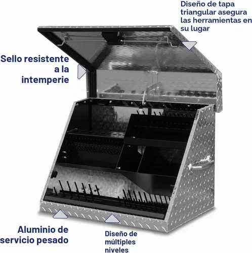 Vista 3 de Montezuma Caja de herramientas triangular de acero resistente de 26" x 18" (aluminio, brite)