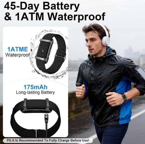 Vista 3 de Smart Bracelet Fitness Trackers for Men Women, Smart Watch 24/7 Heart Rate Sleep Stress HRV Monitor, 170+ Sports Modes, 2 Bands, Free APP
