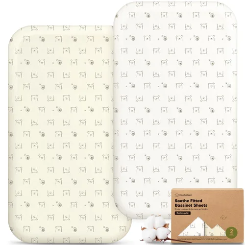 Vista 23 de Paquete de 2 sábanas orgánicas para cuna para niños, niñas, sábana bajera (lino azul) 100% Cotton Bassinet Mattress Sheets, Compatible with Halo