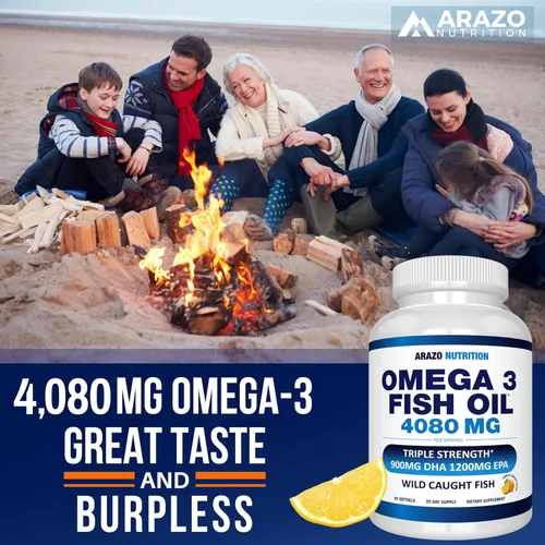 Vista 8 de Arazo Nutrition Concentrado de aceite de pescado omega-3 capturado en la naturaleza – 4,080 mg por porción – EPA alto 1200 mg y DHA 900 mg – 60