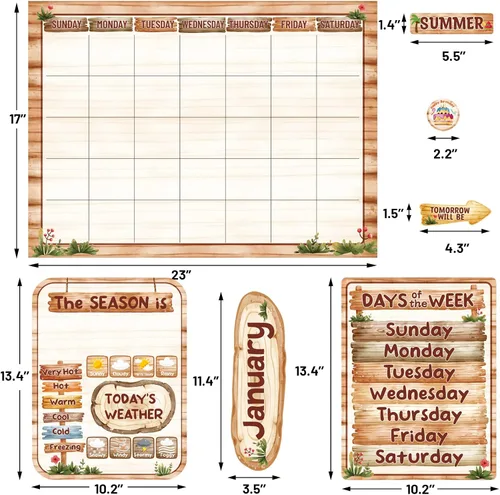 Vista 3 de Fancy Land Juego de 97 tablones de anuncios con calendario de aula