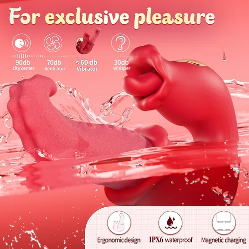 Vista 5 de Vibrador de Juguetes Sexuales, Juguetes para Adultos para Mujeres, Vibradores de Empuje, Consolador Rose, Juguete Sexual con 10 Modos de Lamer