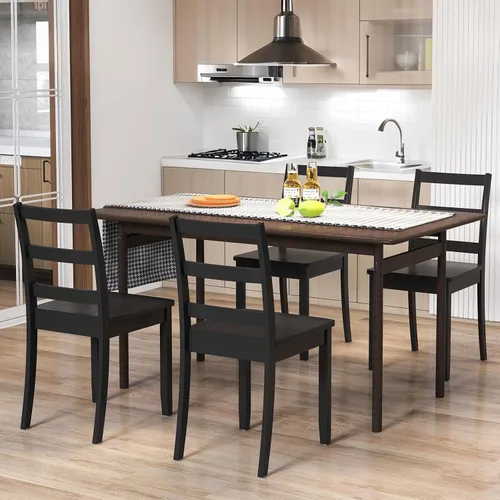 Vista 2 de ERGOMASTER Juego de 4 sillas de comedor de madera, sillas de cocina de madera sin brazos con respaldo, sillas laterales de restaurante para estudio