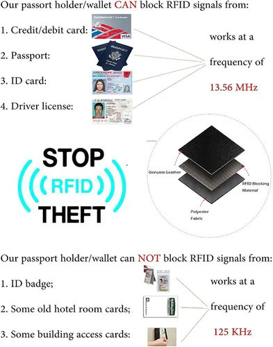 Vista 7 de KALMORE - Cartera de piel auténtica con bolsillo frontal y ventana de identificación