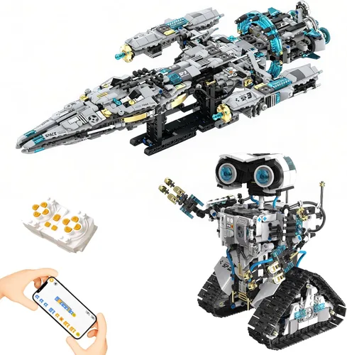 Vista 8 de Kit de construcción de robot rastreador STEM 2 en 1, aplicación y control remoto 2.4G, bloques técnicos de codificación de vehículos transformables