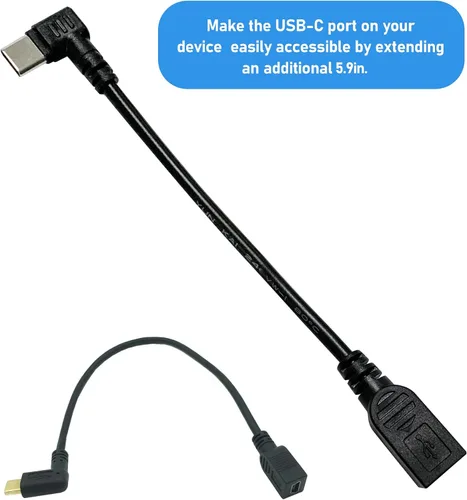 Vista 5 de Cable mini USB hembra a tipo C macho, USB-C macho a mini U SB hembra adaptador convertidor para mini Dash Cam Hardwire Kit y más dispositivos Mini