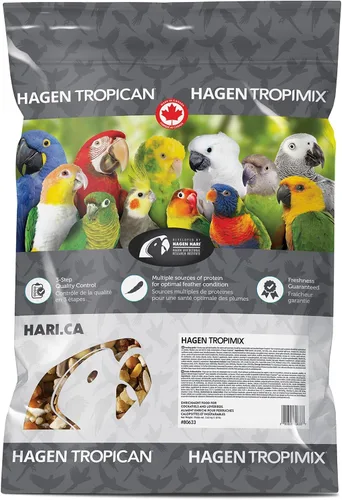 Vista 6 de Hari Hagen Tropimix Alimento enriquecedor para cacatúas y tortolitos, 2 libras - HARI Loro alimento con semillas, frutas, nueces, verduras, granos