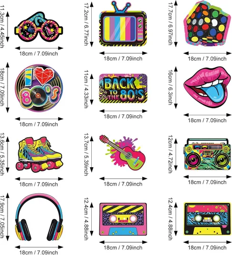 Vista 3 de Containlol 53 piezas de decoraciones de fiesta de los años 80, estilo retro de los años 80, hip hop, decoración de techo para adultos de vuelta a