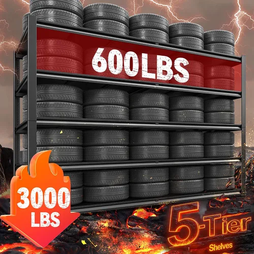 Vista 9 de REIBII Estantería de garaje de 78 pulgadas de alto, estantes de almacenamiento resistentes con carga de 3000 libras, estantes de metal ajustables