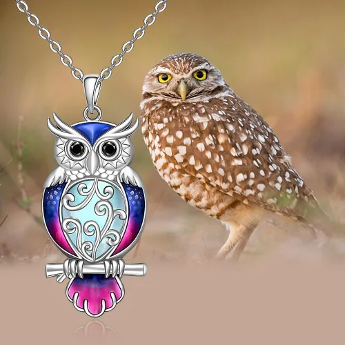 Vista 6 de Flamingo Necklace Halloween Skeleton Cat Necklace Turtle Axolotl Hummingbird Necklaces for Women 925 Sterling Silver Cute Animal Jewelry Christmas