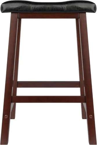 Vista 4 de Taburete con cojín Winsome Mona de 24 pulgadas, Madera PVC, Nogal Antiguo