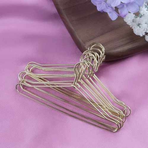Vista 6 de JANOU 10pcs linda casa de muñecas ropa colgar en miniatura alambre ropa soporte (dorado)