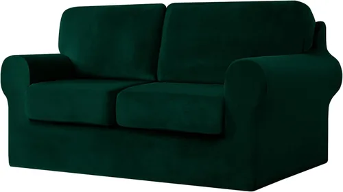 Vista 13 de UNBBRRL Fundas de sofá de 3 piezas para sofá, funda de terciopelo elástico para sillón con 1 funda de cojín de asiento y 1 funda de respaldo
