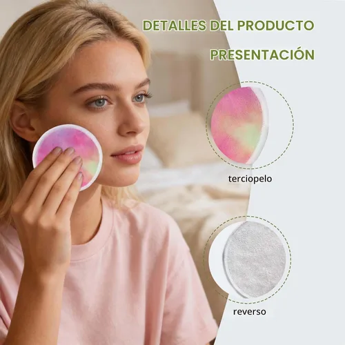 Vista 7 de Paquete de 28 almohadillas reutilizables para eliminar el maquillaje con bolsa de lavandería, lavables, suaves y cómodas, lavables de algodón
