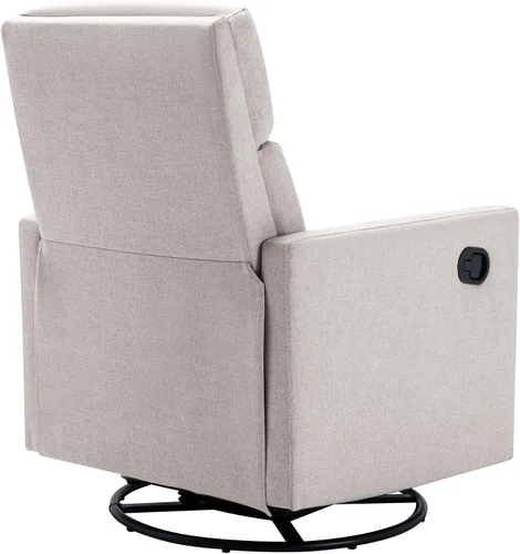 Vista 8 de LUMISOL Silla reclinable giratoria para adultos, silla deslizante para guardería, sofá individual reclinable manual, tapizada en lino, con respaldo