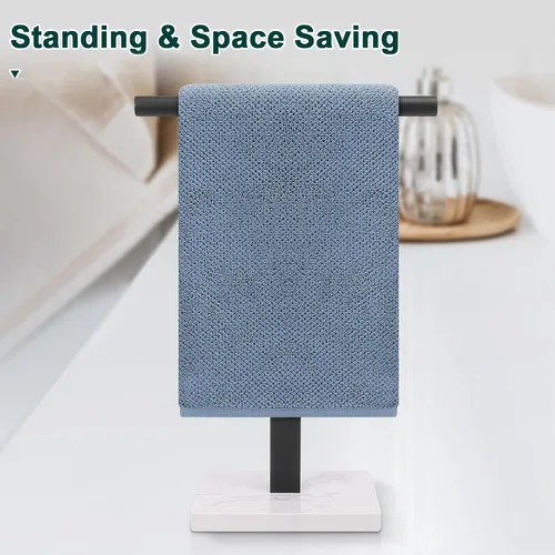 Vista 8 de Toallero de mano, soporte de toalla en forma de T para baño, barra de toallero de mano para aparador de cocina, acero inoxidable 304, base de mármol
