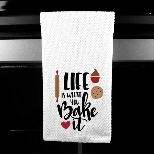 Vista 2 de Life is What You Bake It - Toalla de cocina divertida para ella