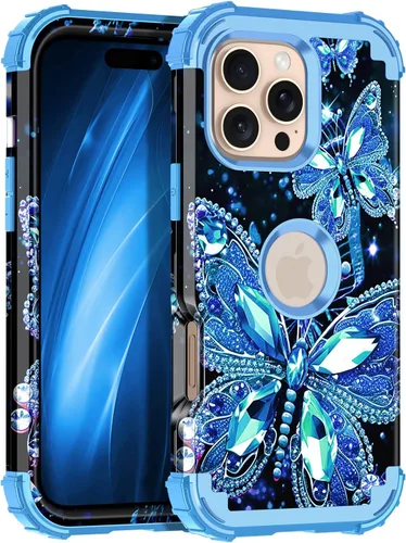 Vista 42 de Miqala Funda para iPhone 12, iPhone 12 Pro, que brilla en la oscuridad, tres capas, resistente a los golpes, protección de plástico duro + funda