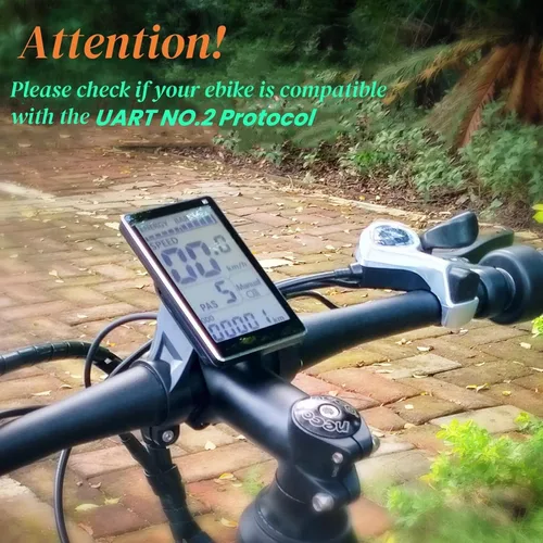 Vista 2 de Ebike Display, Protocolo UART No. 2, Ordenador de Ciclismo de Marco de Aleación de Aluminio 24V-60V, Pantalla LCD de Ebike para Enriquecer el Viaje