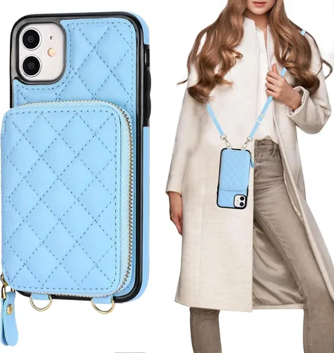 Vista 17 de Bocasal Funda tipo cartera tipo bandolera para iPhone 11, color negro
