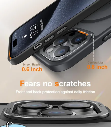Vista 4 de Goodon para iPhone 15 Pro Max con protector de pantalla de privacidad, compatible con Magsafe, funda translúcida mate a prueba de golpes - Linda
