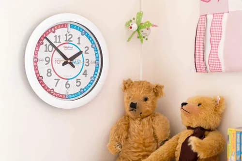 Vista 5 de ertt Reloj de pared para enseñanza, reloj de pared para aprender el tiempo, reloj analógico para niños, para aula, sala de juegos, dormitorio