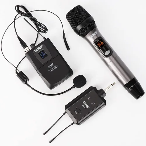 Vista 10 de SGPRO Juego de micrófonos inalámbricos multiusos, receptor compacto, función de silencio, indicador de batería para cantar, DJ, discurso, aula