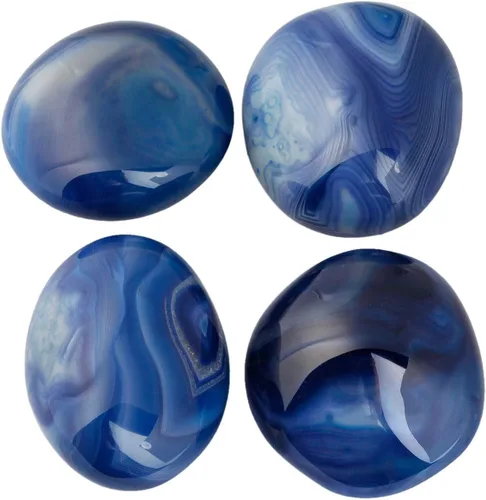 Vista 3 de mookaitedecor Piedra de palmera con bolsillo de ágata azul para terapia de piedras curativas de cristal con forma irregular