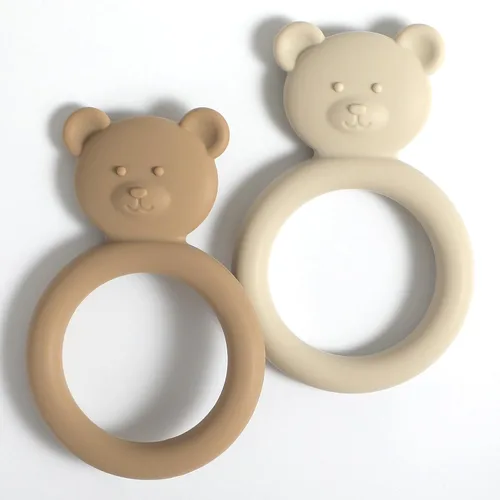 Vista 7 de Mordedor de silicona para bebés, anillo de juguete de dentición para bebés, diseño fácil de sostener, sin BPA (rosa poderosa + lila polvoriento)