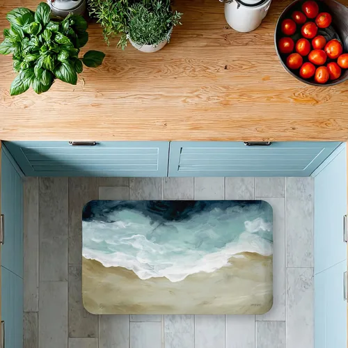 Vista 5 de Aerial Beachscape Impression, 30 x 18 Inch Anti-Fatigue Kitchen Mat Aerial Beachscape Waves