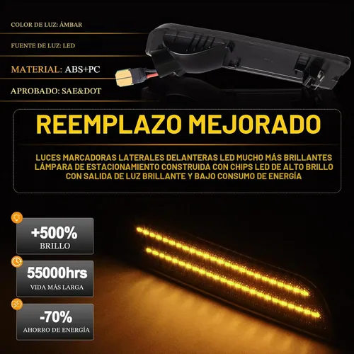 Vista 2 de Gempro Luces de Marcador Lateral LED para Ford Transit Connect 2010-2013 Ámbar Refledores de Parachoques Delantero Lámparas Lente Ahumada, 2 Piezas
