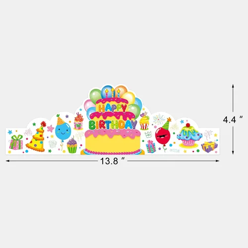 Vista 7 de Paquete de 36 coronas de cumpleaños para niños, sombreros de fiesta de papel coloridos para estudiantes, aula, escuela, suministros de fiesta VBS