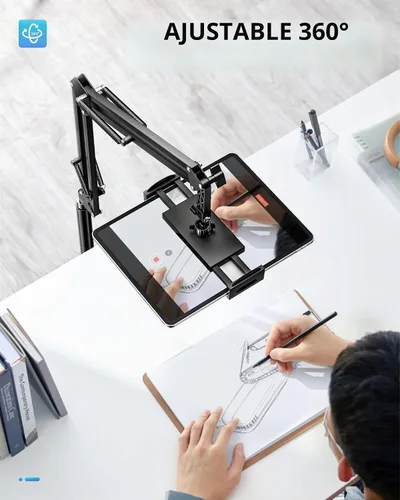 Vista 6 de UBeesize Soporte para Tablet para Cama y Piso, Soporte Ajustable para iPad de Servicio Pesado de 9.7 LB, Giratorio de 360°, Brazo Extensible