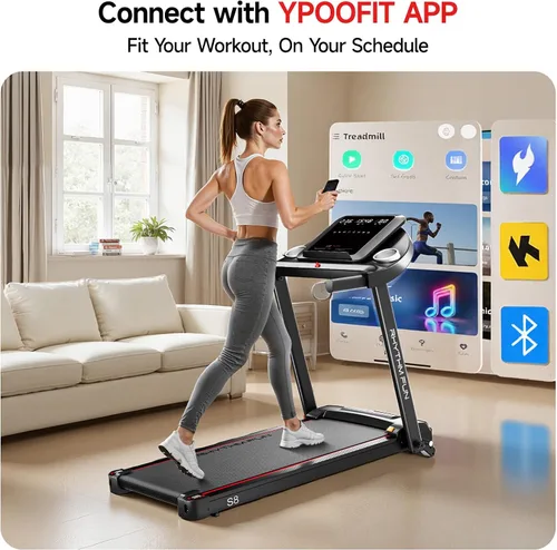 Vista 8 de RHYTHM FUN 8.0 MPH Treadmills for Home, Running Walking Pad Treadmill with Incline up to 8%, Foldable Treadmill with Handle Bar, Low Noise Walking
