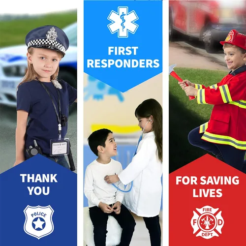 Vista 2 de Born Toys Ropa de vestir 3 en 1 para niños y niñas de 3 a 7 años, juego de simulación de policía, bombero y médico con accesorios de juguete