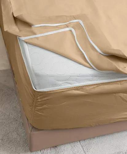Vista 14 de Twin Zip Sheet 39x75-3 Piece Full Size Zipper Fitted Sheet - 1 Base & 2 Top Sheet - 1200TC 100% Cotton Breathable & Cooling - Fits 15" Deep Pockets