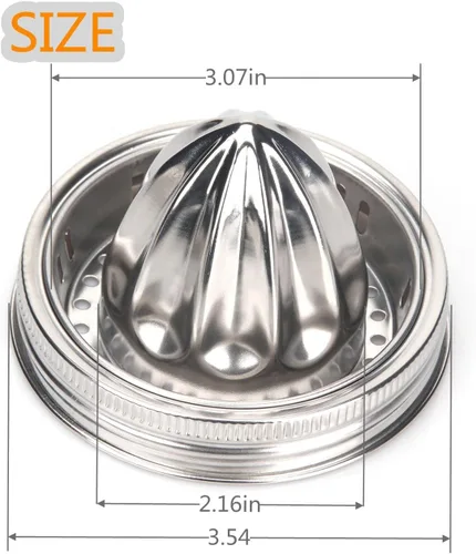 Vista 4 de Mason Jar - Tapa exprimidora de acero inoxidable (2 piezas), escariador de cítricos para tarro Mason de boca ancha, exprimidor de limón, exprimidor