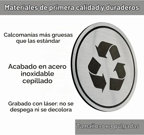 Vista 5 de Juego de 2 calcomanías para botes de basura, resistentes a la intemperie Calcomanías de vinilo impermeables para contenedores de reciclaje y cubos