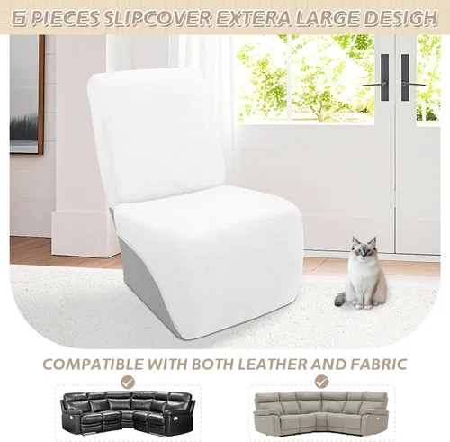 Vista 465 de Arfntevss Fundas de sofá seccional reclinable de terciopelo, Funda de sofá seccional de esquina para sofá reclinable, Funda elástica suave