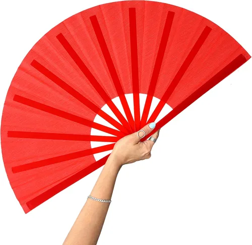 Vista 16 de Abanicos de mano plegables con bandera americana - Abanico grande de 13 pulgadas para rave, abanico que hace ruido y chasquea para baile de línea al