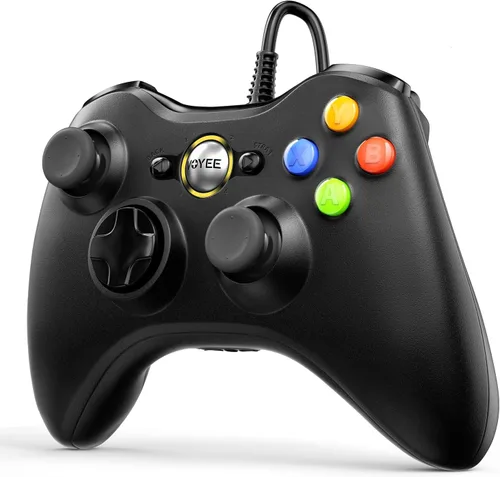 Vista 2 de VOYEE Controlador de PC controlador con cable compatible con Microsoft Xbox 360 y SlimPC Windows 1087 con joystick mejorado doble choque Mejorado