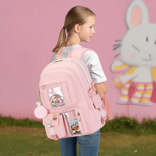 Vista 6 de Mochilas para niñas, mochila para laptop de 15.6 pulgadas, mochila escolar linda universidad, grandes bolsas de viaje para adolescentes, mujeres