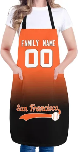 Vista 28 de Delantal personalizado con nombres y números personalizados, regalo para mamá y esposa, fanáticos, mujeres, cocina de cocina