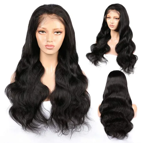 Vista 2 de Haha - Pelucas de cabello humano ondulado con encaje frontal para mujer negra, 150 % de densidad, cabello humano Remy virgen brasileño, pelucas