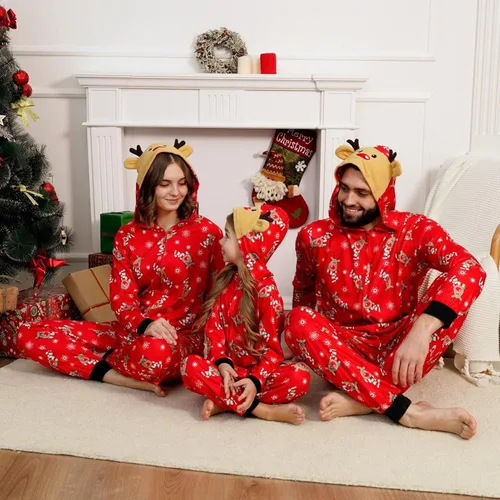 Vista 5 de Adisputent Pijamas de Navidad a juego para la familia, lindos conjuntos de pijamas de manga larga para parejas suaves de una pieza, divertidos