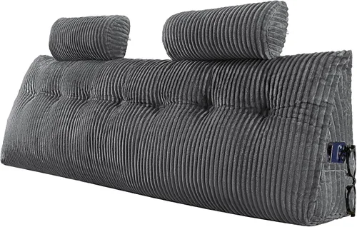 Vista 12 de VEVOR - Almohada de lectura, almohada grande para la espalda para sentarse en la cama con 3 bolsillos, almohada para sentarse en la cama con espuma