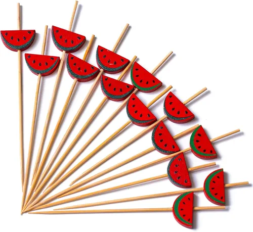 Vista 24 de PuTwo palillos de cóctel hechos a mano 300 unidades palillos de cóctel de bambú natural con cuentas cúbicas en los extremos, ecológicos, pinchos
