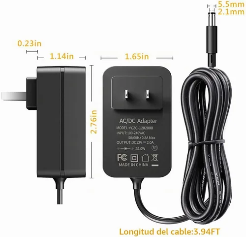 Vista 2 de Adaptador de corriente DC12 V 2A, SANSUN transformadores de AC100-240 V a DC12 V, fuente de poder de conmutación para tiras de luces LED de 12 V