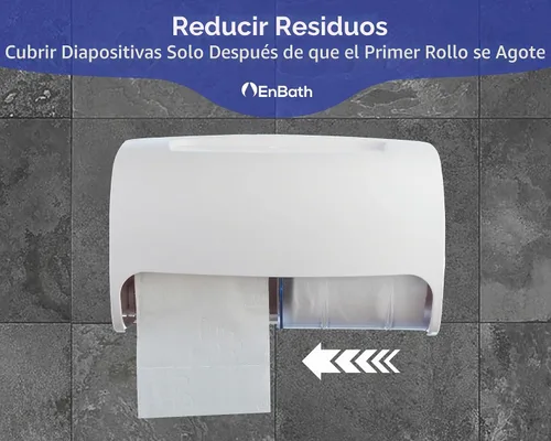 Vista 5 de Dispensador de papel higiénico comercial de montaje en pared, doble (2 rollos) con bloqueo de papel higiénico (blanco) compacto de dos rollos